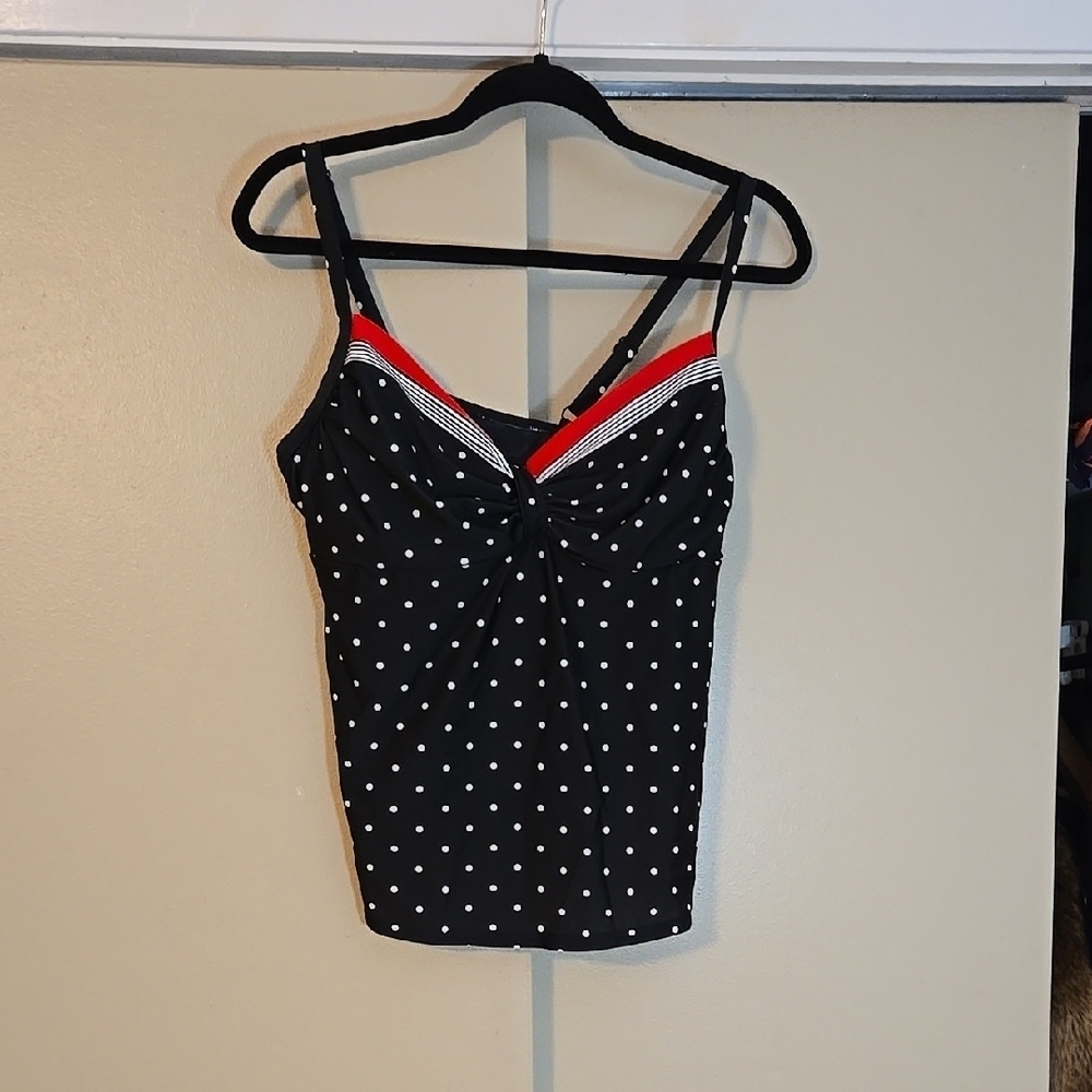 Lascana Venus Black and White Polka Dot Tankini Women's Swim Top Size 12